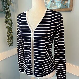 Alfani Navy & White Stripe Cardigan